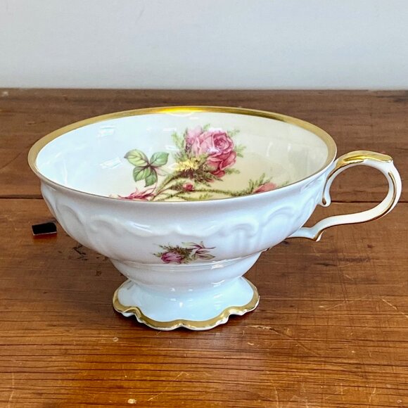 Vintage Edelstein Bavarian China Cup & Saucer - "Moss Rose" - Picture 6 of 15